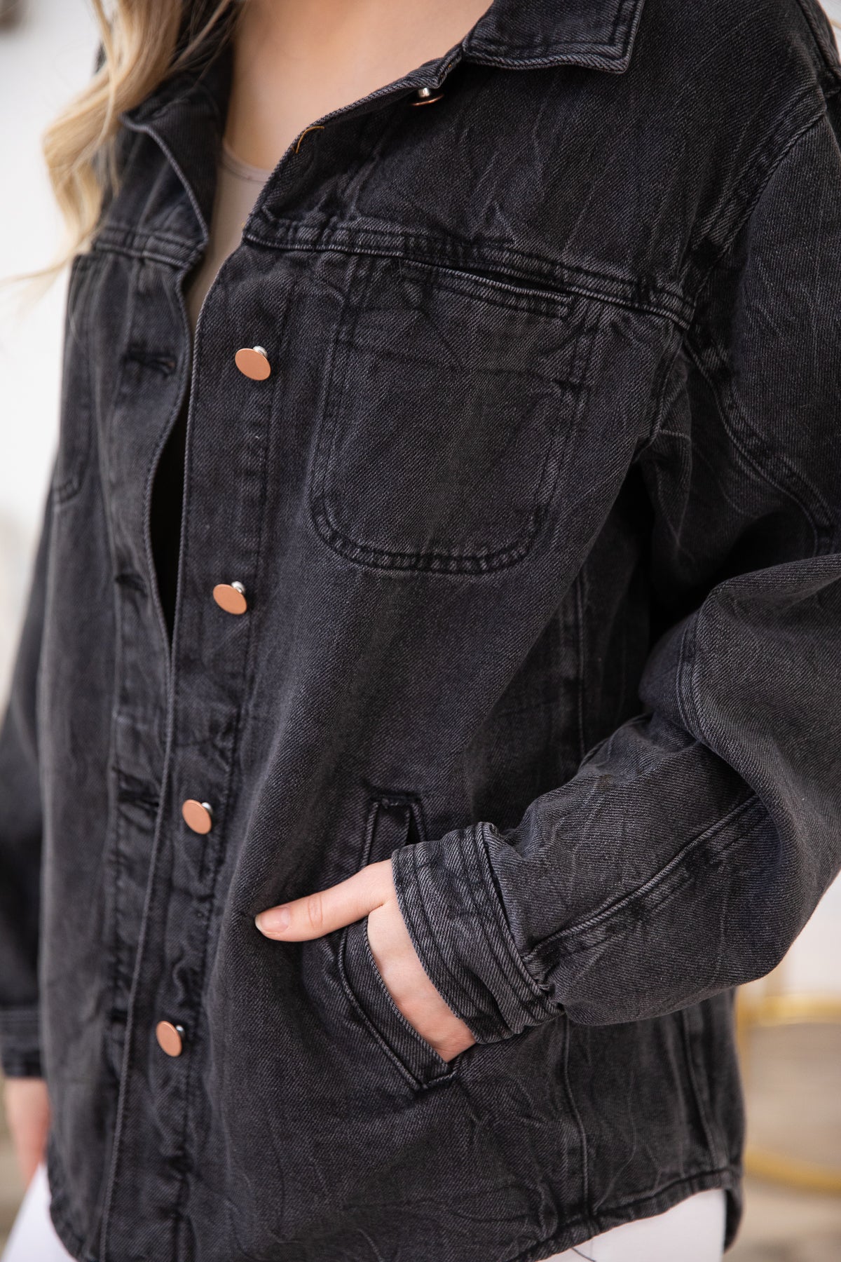 Black Washed Denim Shacket
