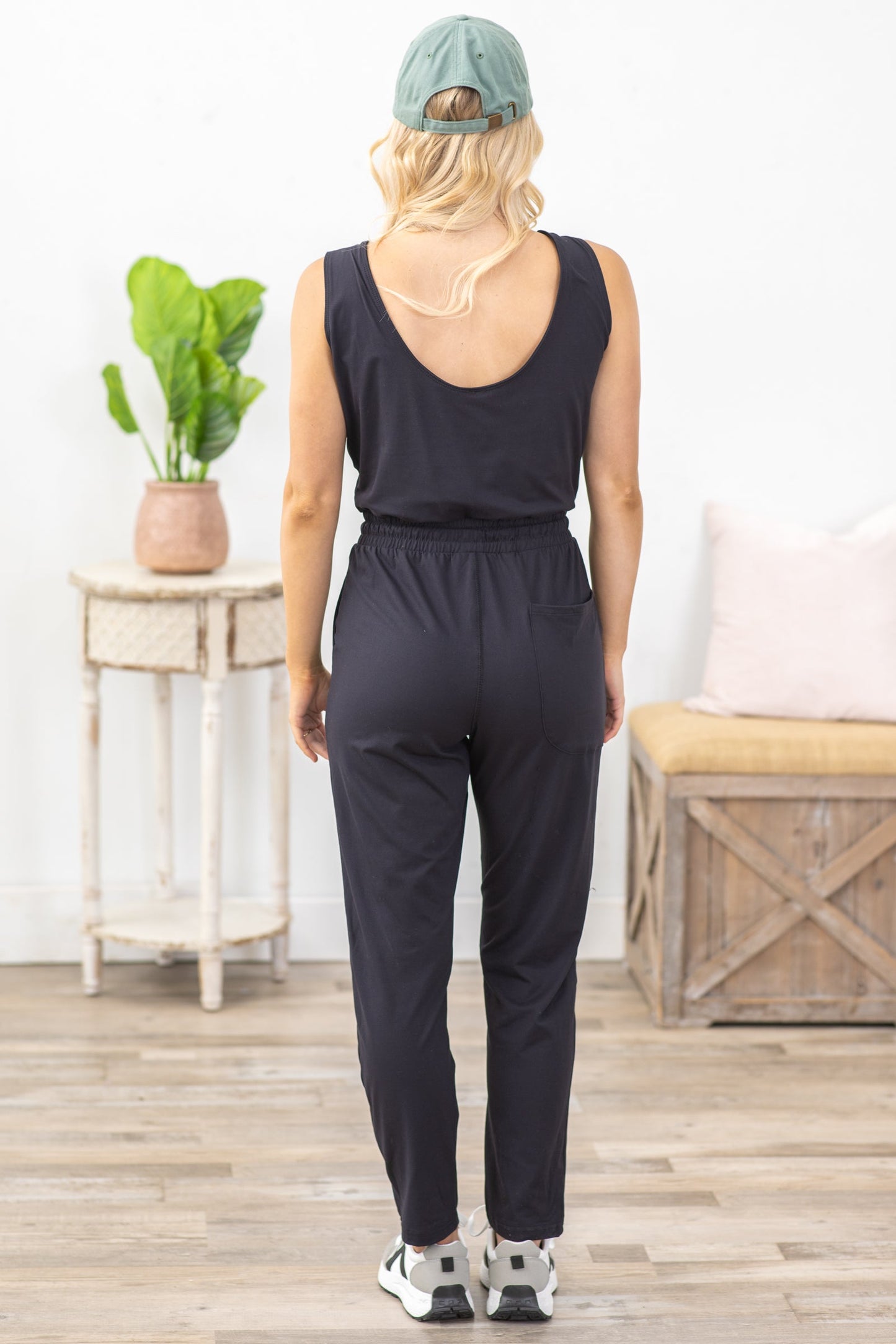Black Loose Fit Poly-Blend Jumpsuit
