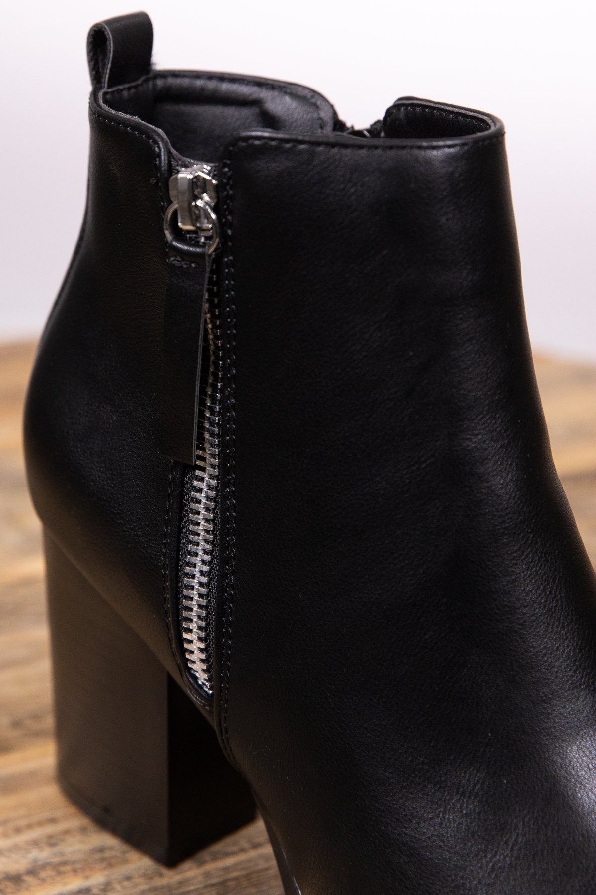 Black Faux Leather Side Zip Tall Bootie