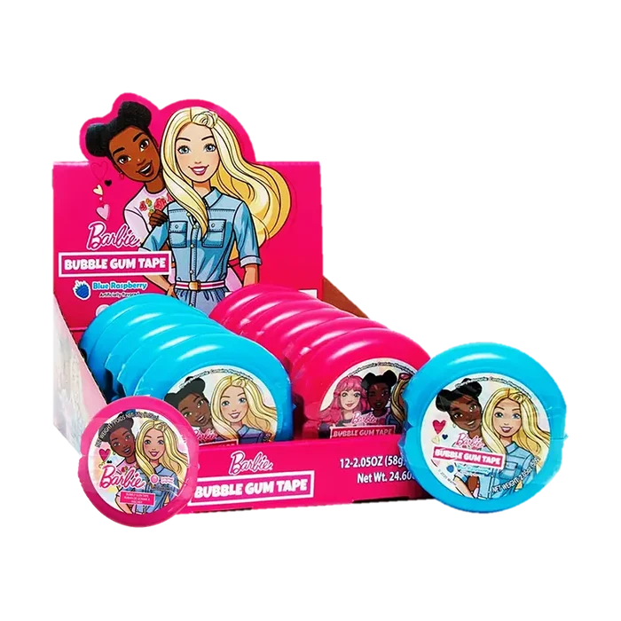 Barbie Bubble Tape 2.5 oz available at Mexmax INC, perfect for wholesale buyers seeking fun candy.