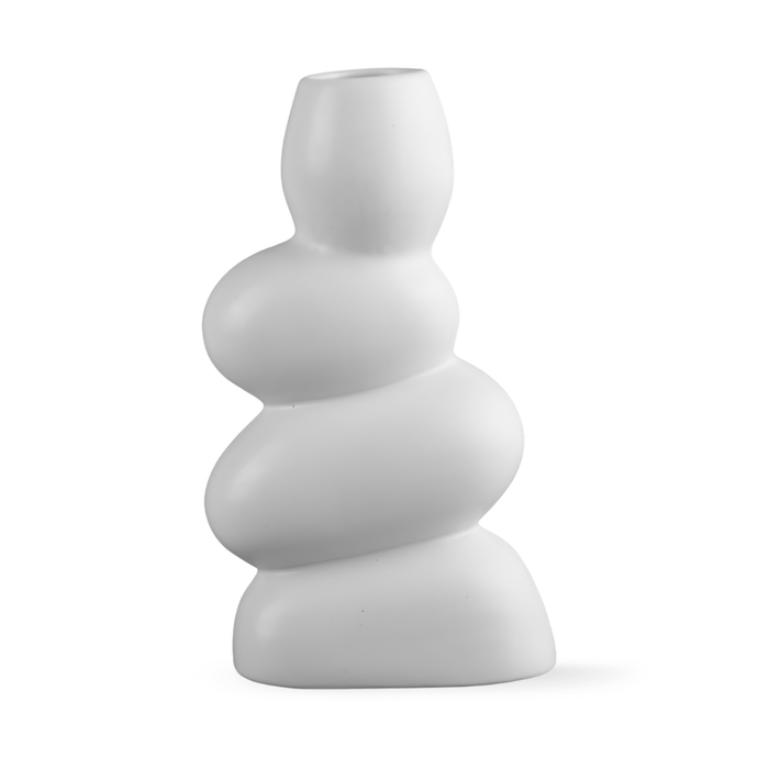 Ceramic Vase Twist Curve For Flowers White Flower Vase