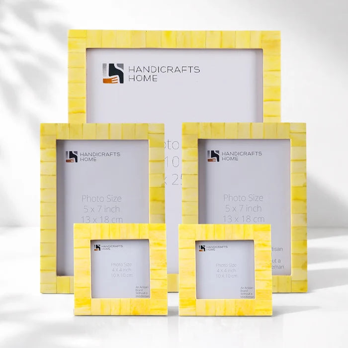 Classic Bone Inlay Picture Frame Set, Yellow (5-Pieces)