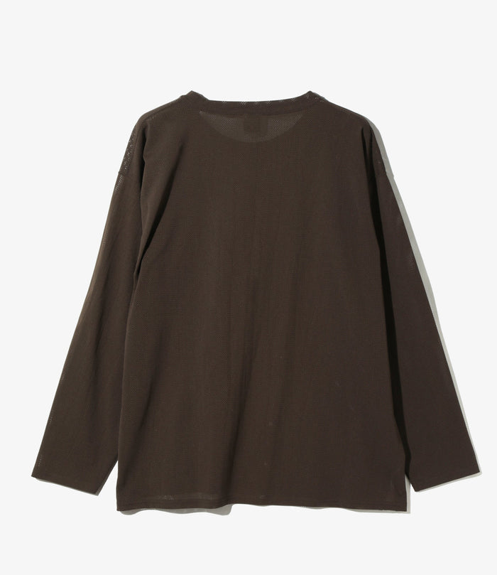 Crew Neck Shirt - Dk. Brown - Knit Mesh