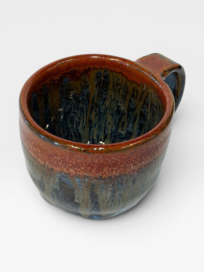 Espresso Cup, 4oz - Blue with Copper Red Rim