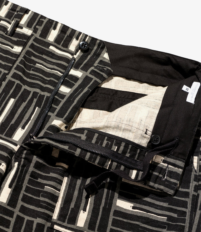 Fatigue Short - Black Tile Print Cotton Canvas