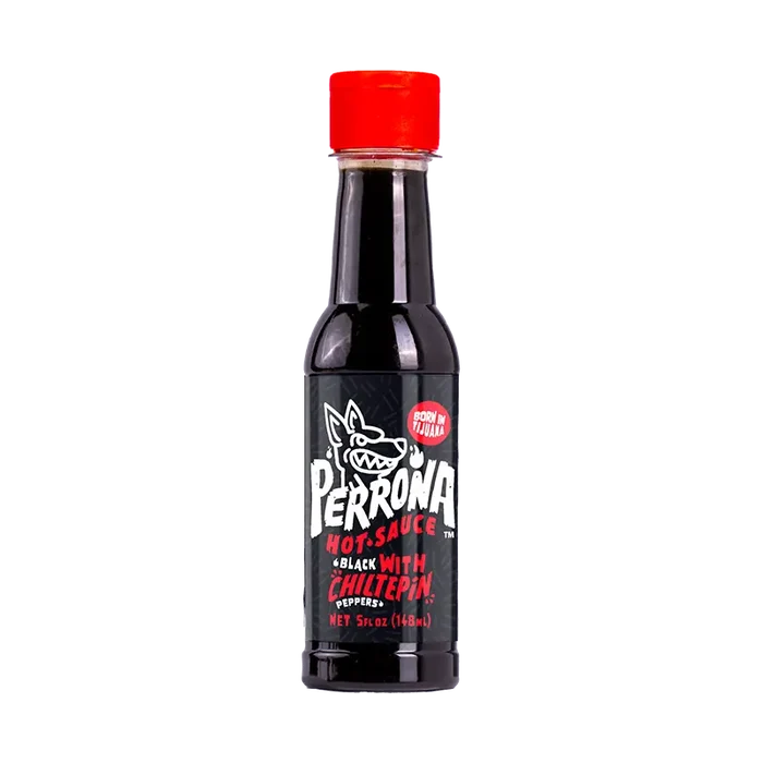 La Perrona Chiltepin Black 5 oz available at Mexmax INC, ideal for wholesale buyers seeking spicy sauces.