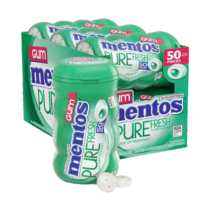 Mentos Gum Spearmint 50 pc available at Mexmax INC, ideal for wholesale buyers seeking bulk gum.