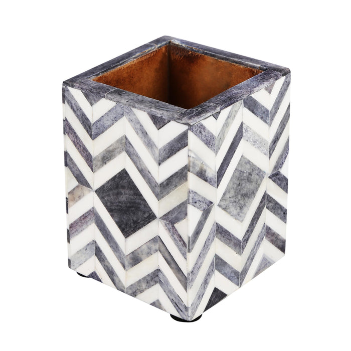 Handmade Pen holder mosaic chevron available in blue and grey 3x4 Inch, for desk organizing