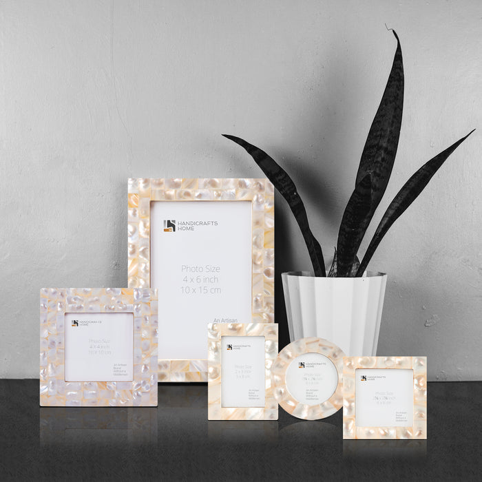 Handmade Picture Frames Mother of Pearl Collection White, for tabletop or wall display