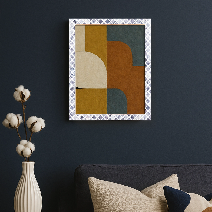 Handmade Poster Frames Moroccan Pattern Bone & Resin Inlay, Grey, 15 Sizes, for wall display