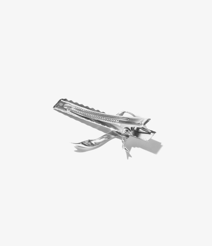"R" Ribbon Hair Clip - Silver
