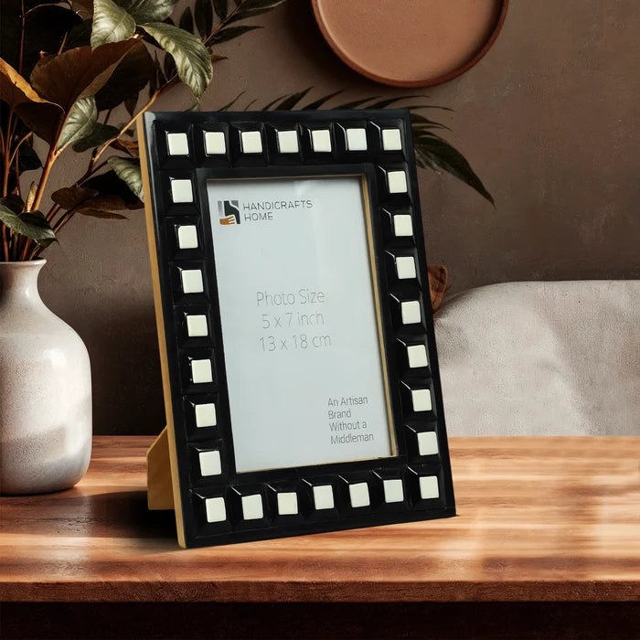 Resin Inlay Picture Frame | Black Square Collection | 5x7 | Available in 2 Colors