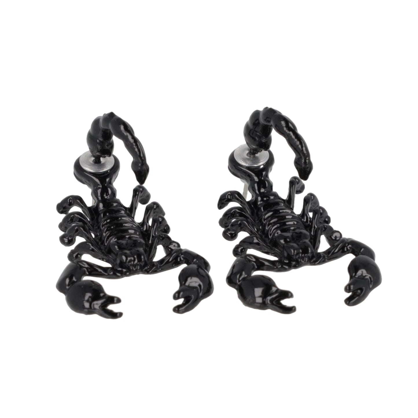 Shiny Black Scorpion 2 Piece Stud Earrings