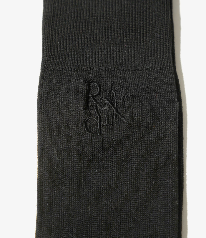 Women's Monogram Stitch Ribbed Socks - Black