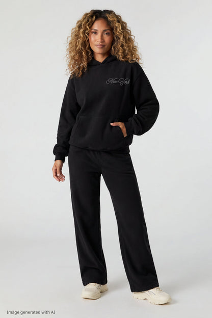 Fleece Rhinestone Hoodie