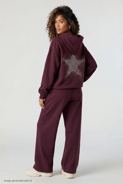 Fleece Rhinestone Hoodie
