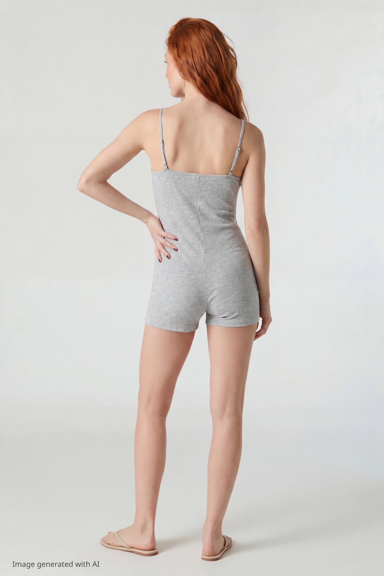 Soft Ribbed Lace Trim Romper