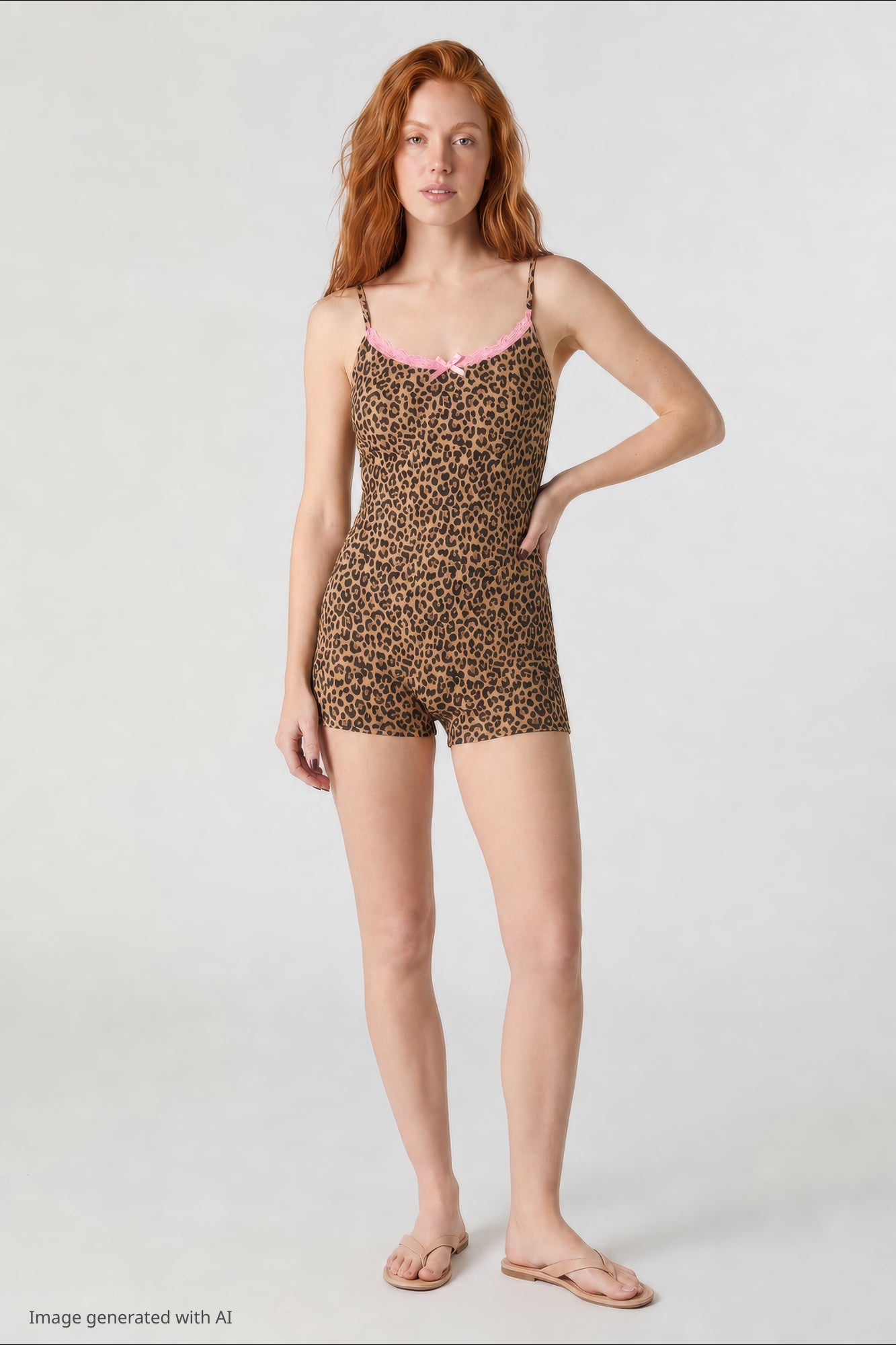 Soft Ribbed Lace Trim Romper