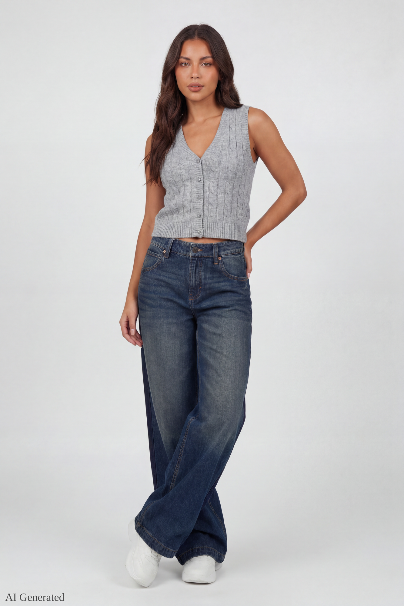 Cable Knit Button-Up Sweater Vest