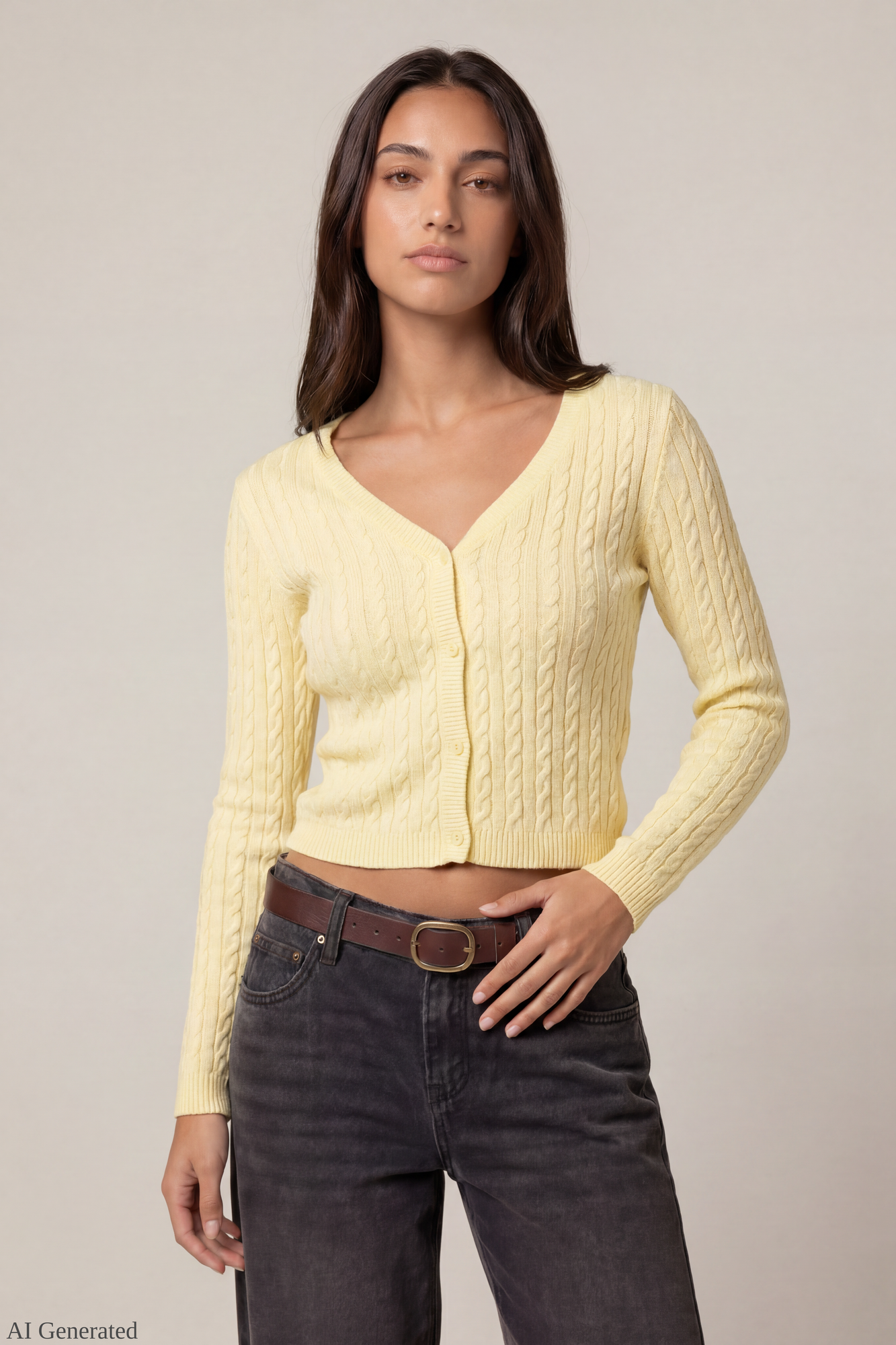 Cable Knit Button-Up Cardigan