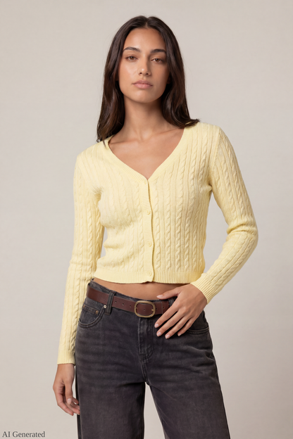 Cable Knit Button-Up Cardigan