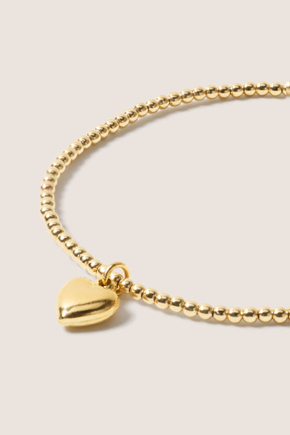 Classic Gold 2mm Bracelet w. Heart