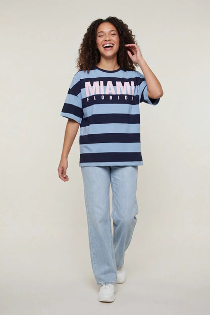 Luxe Heavy Cotton Striped Graphic T-Shirt