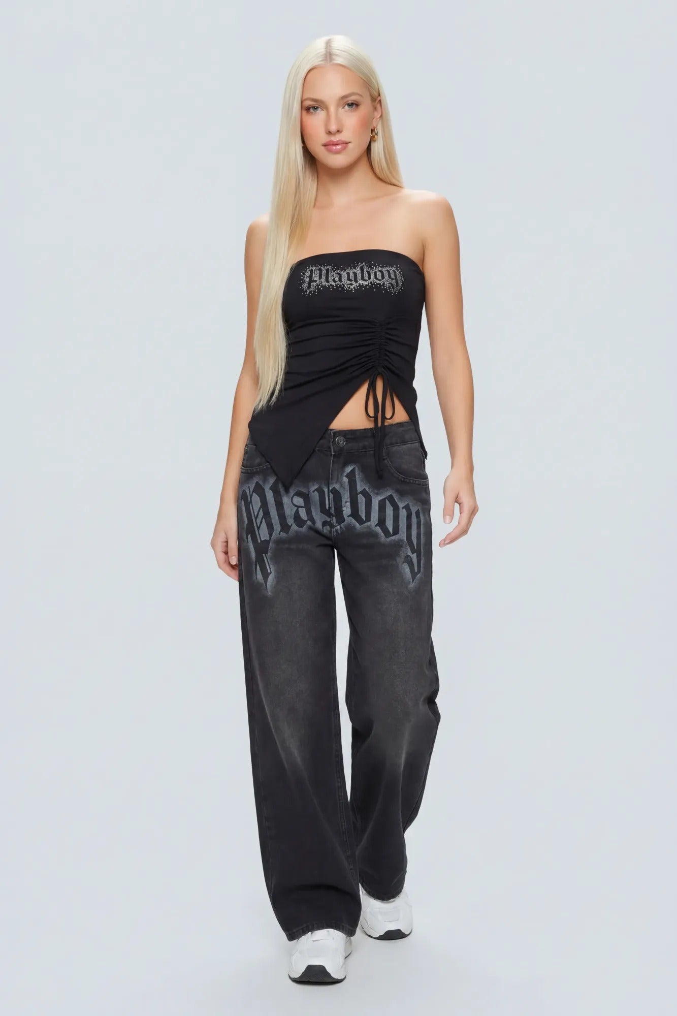 Playboy Contour Rhinestone Cinched Tube Top