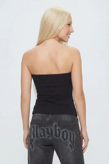 Playboy Contour Rhinestone Cinched Tube Top