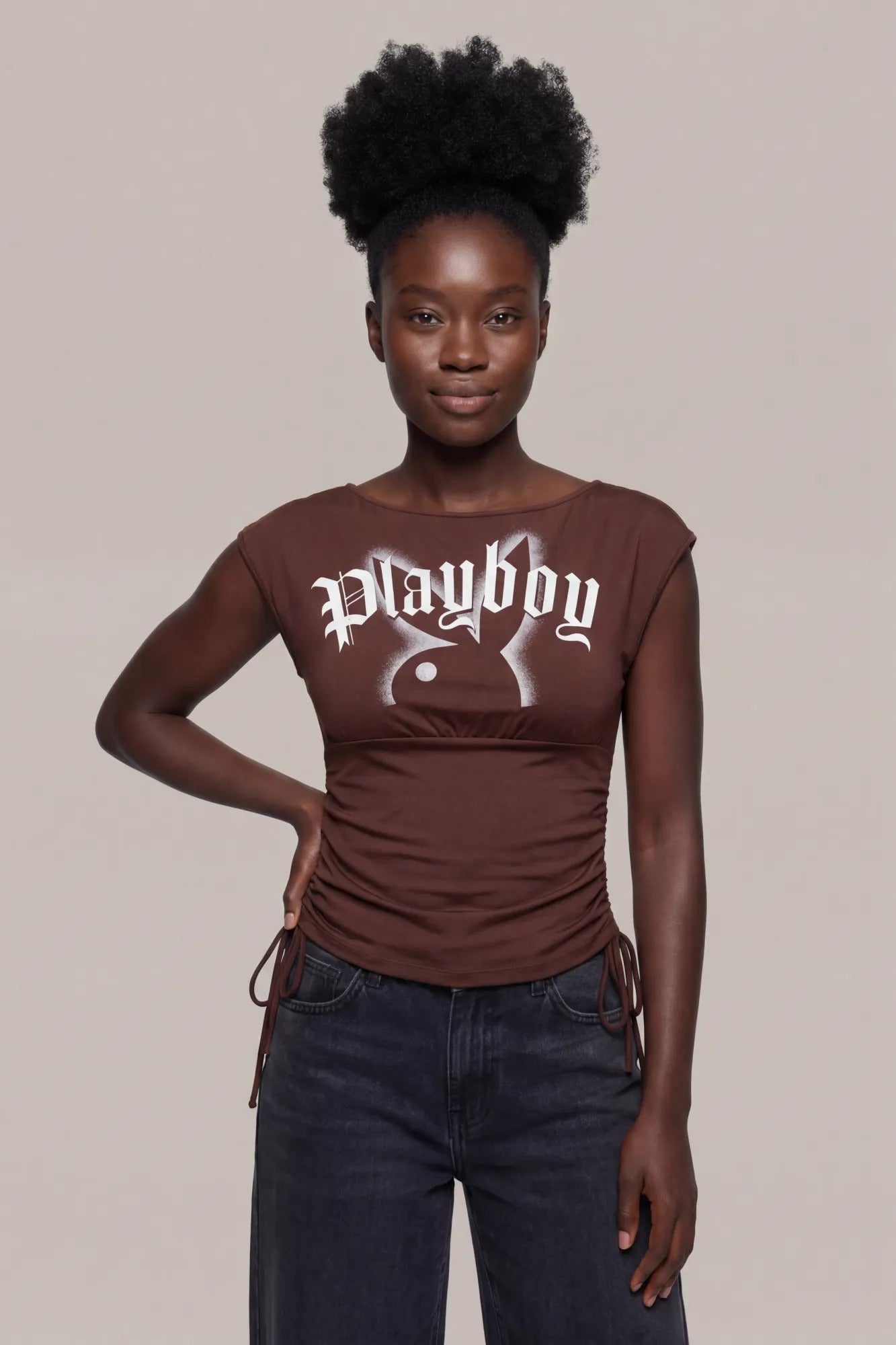 Playboy Contour Boat Neck Cinched Top