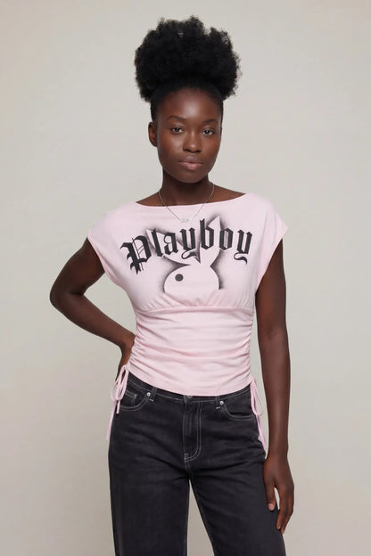 Playboy Contour Boat Neck Cinched Top