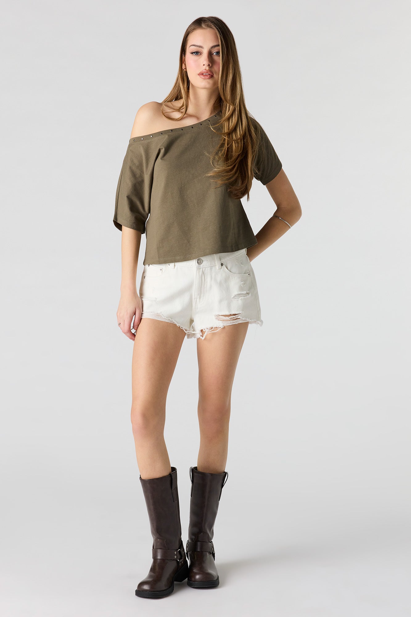 Studded Off-Shoulder Top