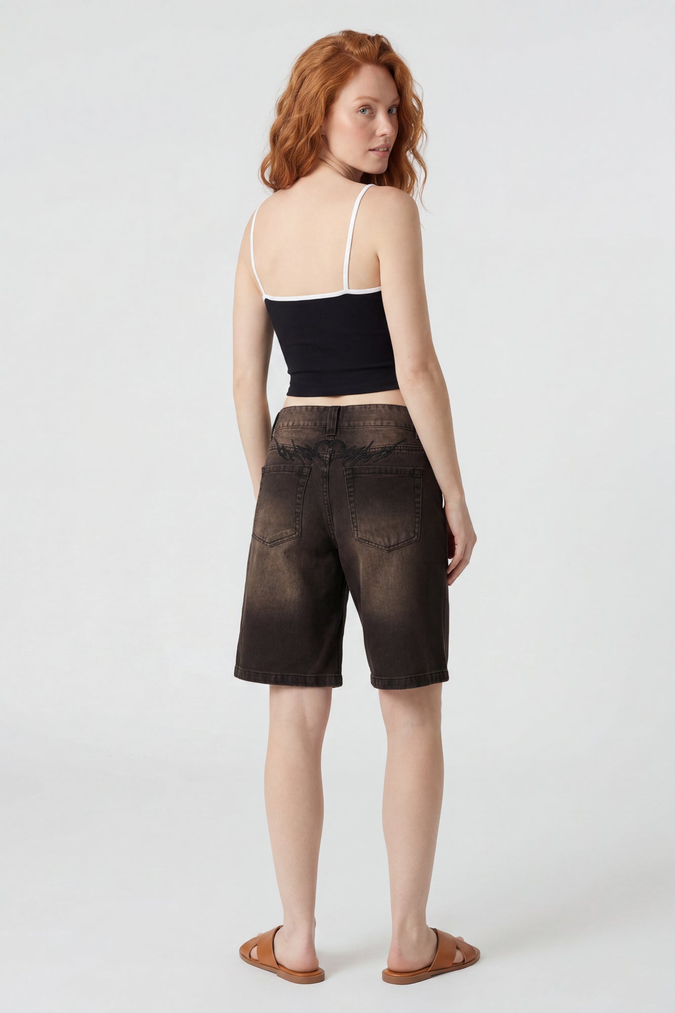 Brooklyn Graphic Low Rise Baggy Latte Jort