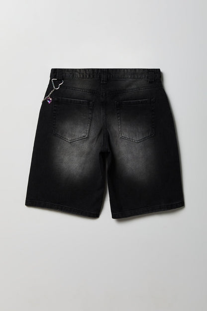 Brooklyn Low Rise Black Jort 11" with Charm Keychain