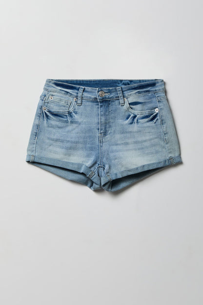 Miami High Rise Ripped Embroidered Denim Short