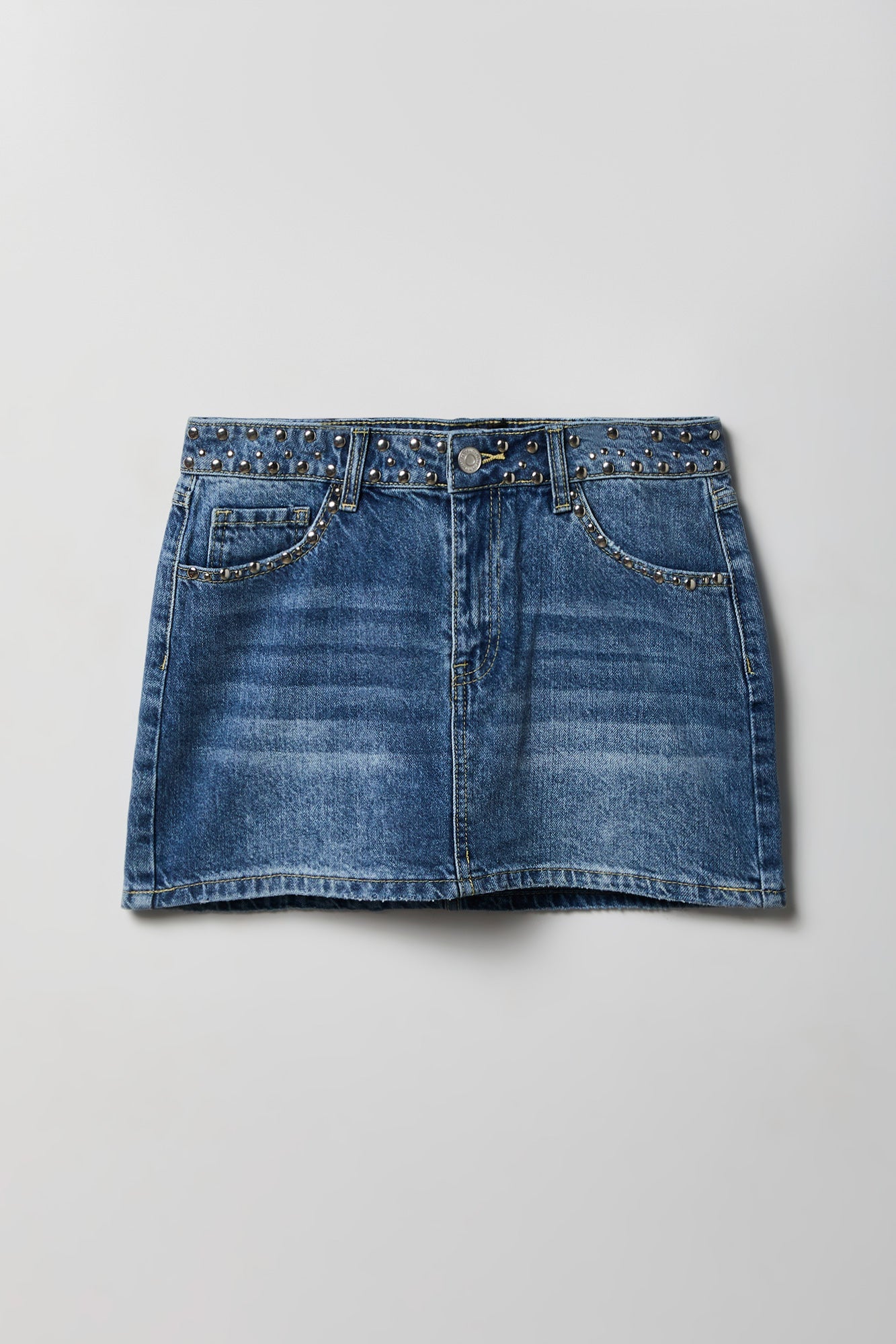 Studded Denim Mini Skirt