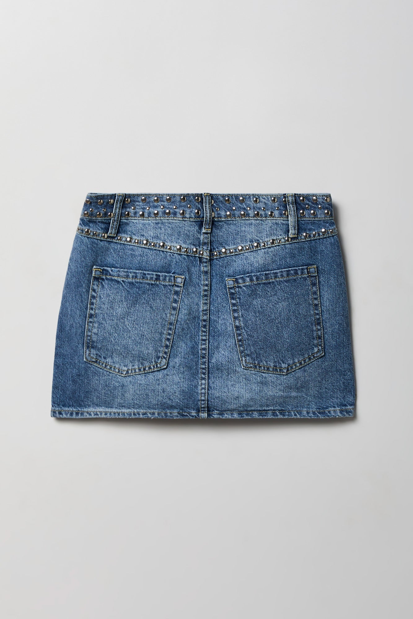 Studded Denim Mini Skirt