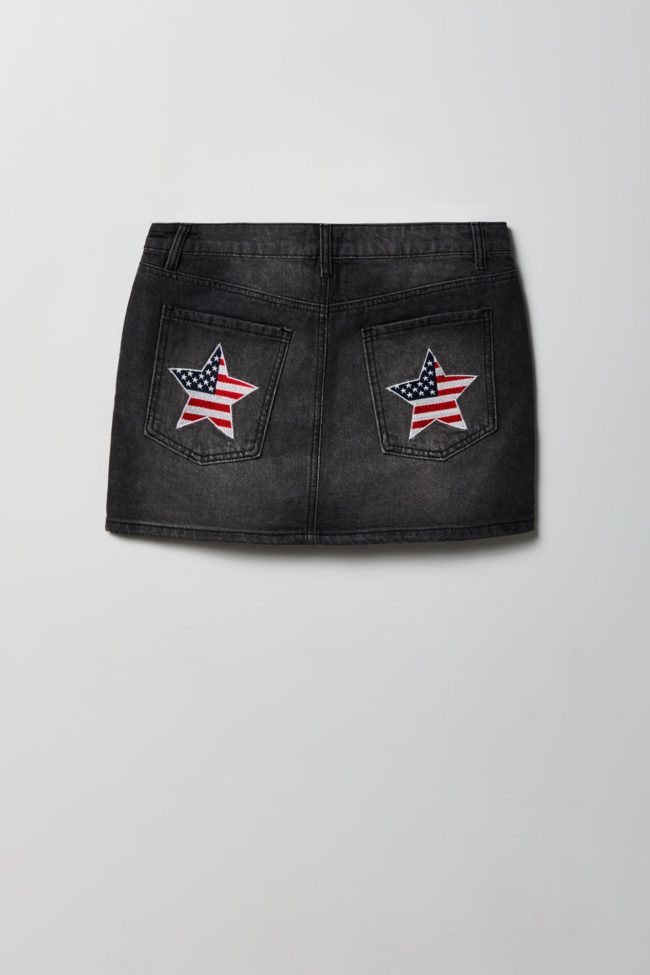 USA Patch Denim Mini Skirt