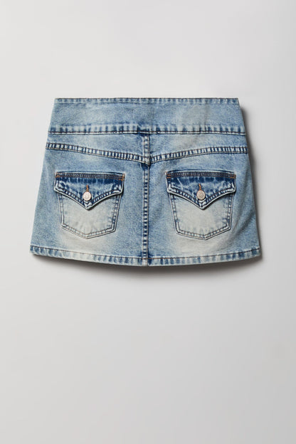 Low Rise Denim Micro Skort
