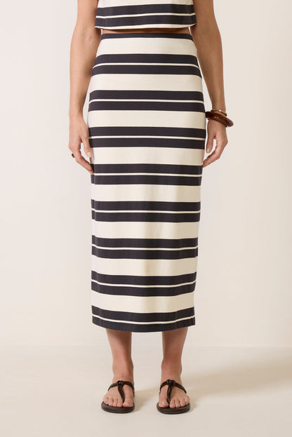 Gail Striped Jersey Midi Skirt