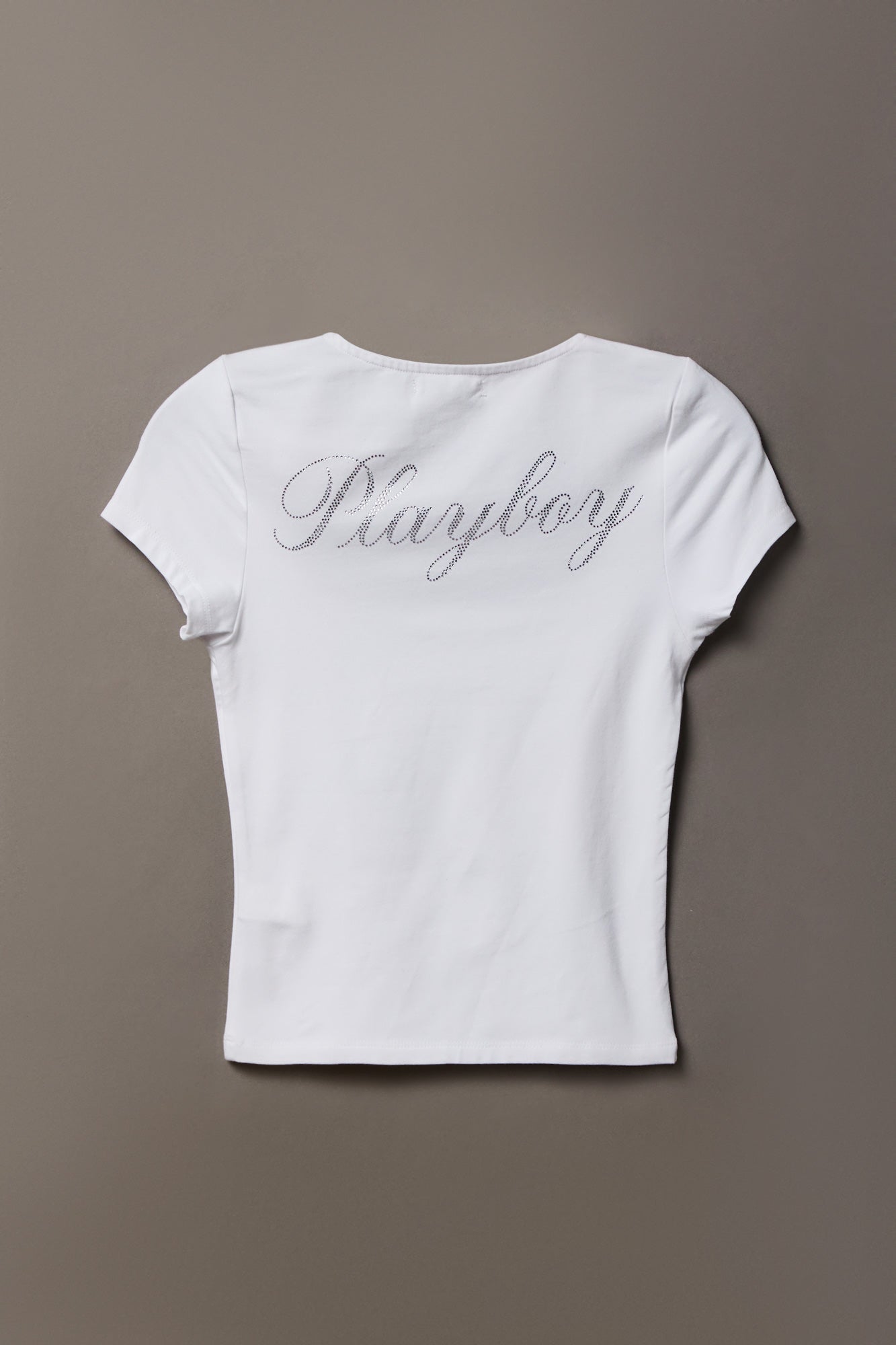 Soft Contour Playboy Rhinestone Square Neck T-Shirt