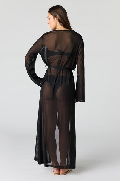 Self Tie Maxi Swim Cover Up Kimono
