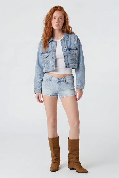 Ripped Cropped Denim Jacket