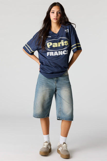 Mesh Graphic V-Neck Jersey