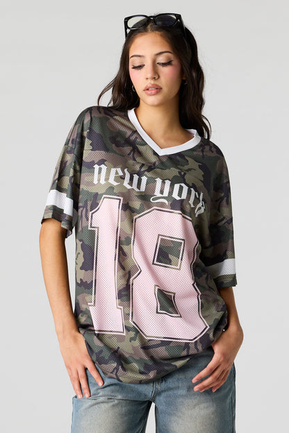Mesh Graphic V-Neck Jersey