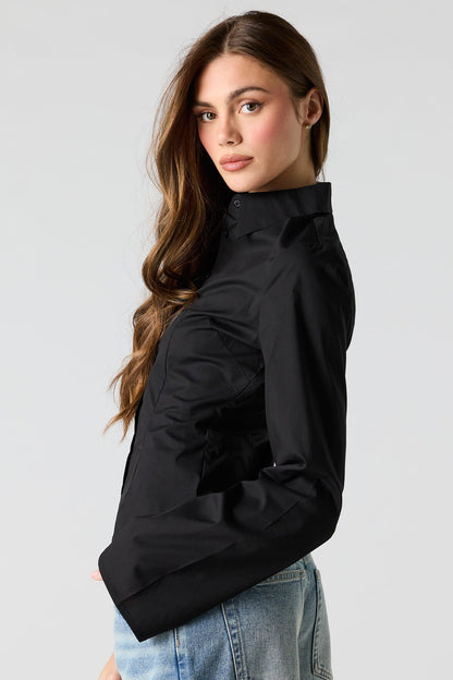 Fitted Bell Sleeve Button-Up Top