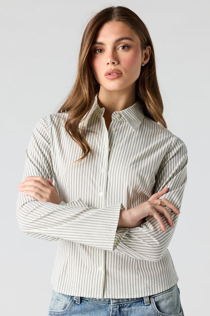 Fitted Bell Sleeve Button-Up Top