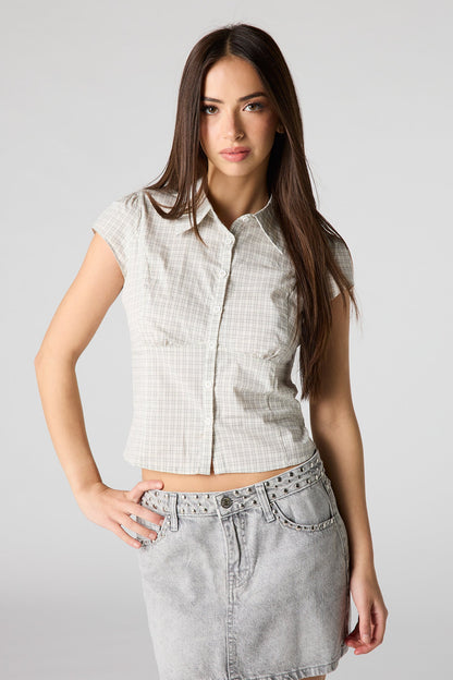 Button-Up Fitted Collared Top