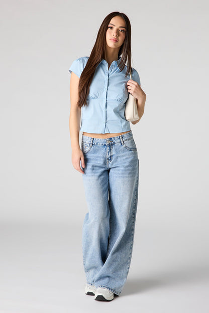 Button-Up Fitted Collared Top