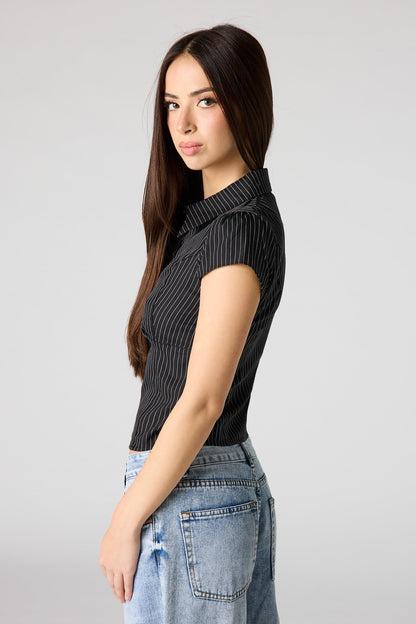 Button-Up Fitted Collared Top